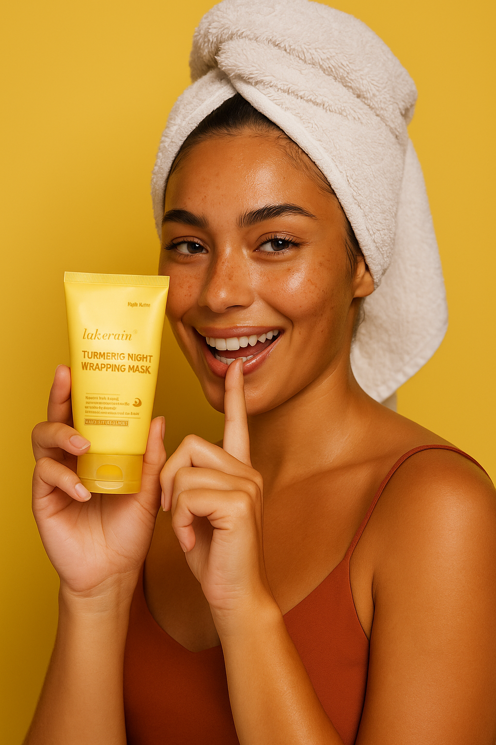 Masque de nuit  au curcuma+ 1 pinceau applicateur offert :Préserve l’éclat et la jeunesse du teint